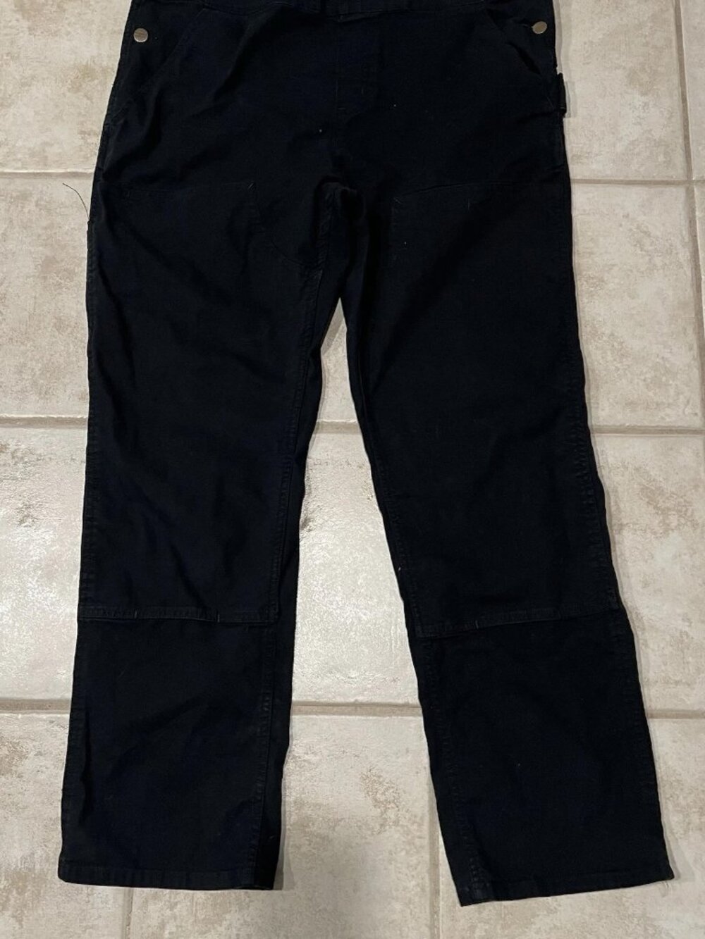 Carhartt Large Loose Fit Black Canvas Ashland Bib Overalls - Picture 5 of 8